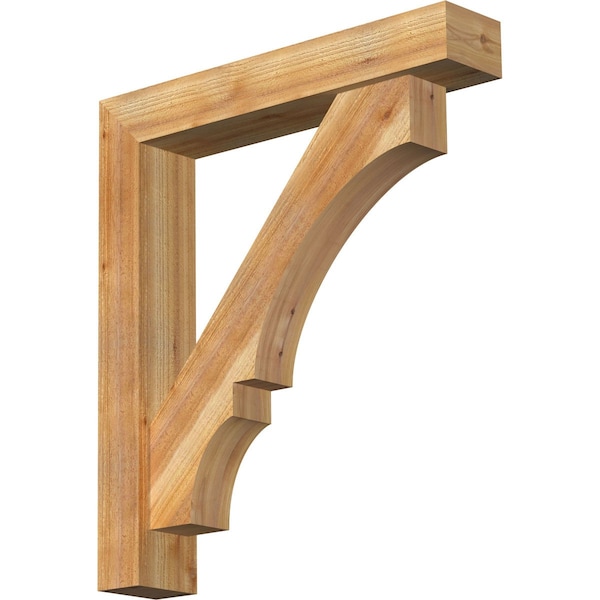 Ekena Millwork Balboa Block Rough Sawn Bracket w/ Offset Brace, Western Red Cedar, 6"W x 32"D x 36"H BKT0604X32X36BOA05RWR - main